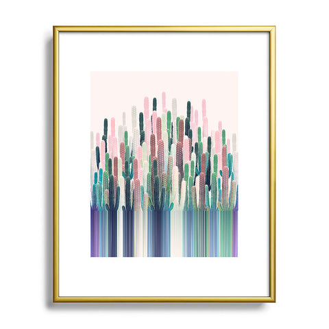 Iveta Abolina Cacti Stripe Pastel Metal Framed Art Print