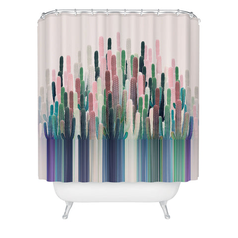 Iveta Abolina Cacti Stripe Pastel Shower Curtain