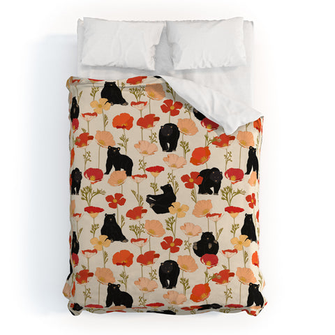 Iveta Abolina California Poppies and Bears Duvet Cover