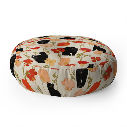 Iveta Abolina California Poppies and Bears Floor Pillow Round