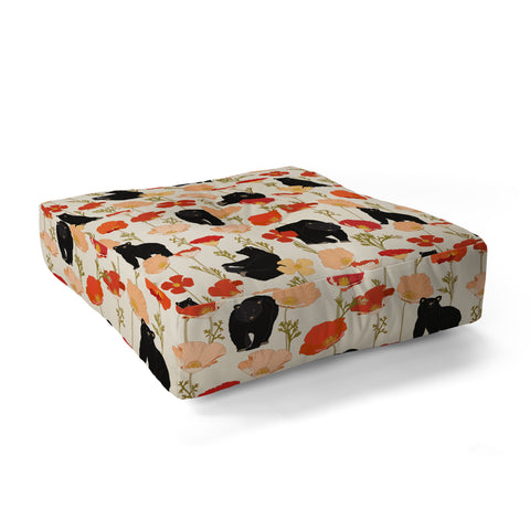 Iveta Abolina California Poppies and Bears Floor Pillow Square