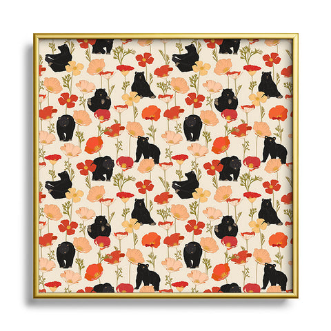 Iveta Abolina California Poppies and Bears Square Metal Framed Art Print