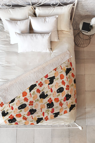 Iveta Abolina California Poppies and Bears Fleece Throw Blanket