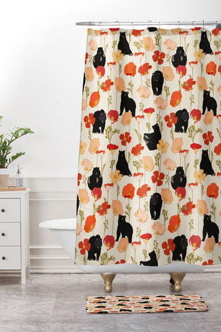 Iveta Abolina California Poppies and Bears Shower Curtain And Mat