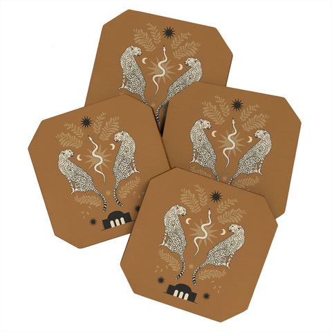 Iveta Abolina Celestial Cheetah Sisters Coaster Set