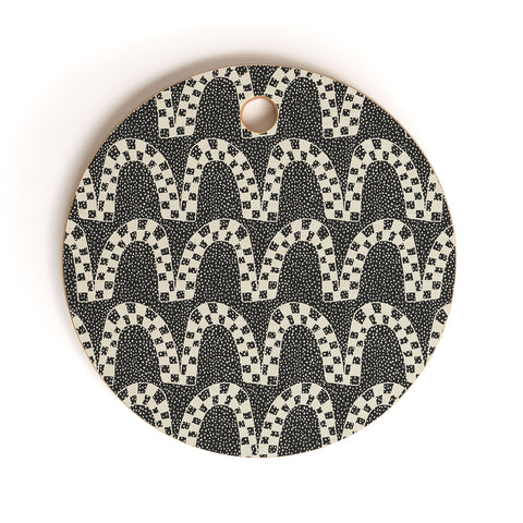 Iveta Abolina Checker Arches Beige Charcoal Cutting Board Round