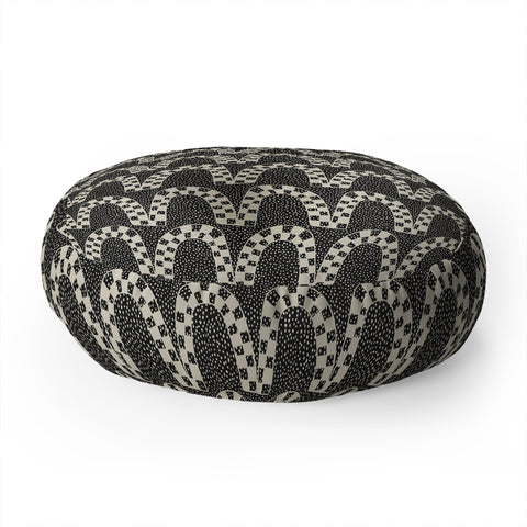 Iveta Abolina Checker Arches Beige Charcoal Floor Pillow Round