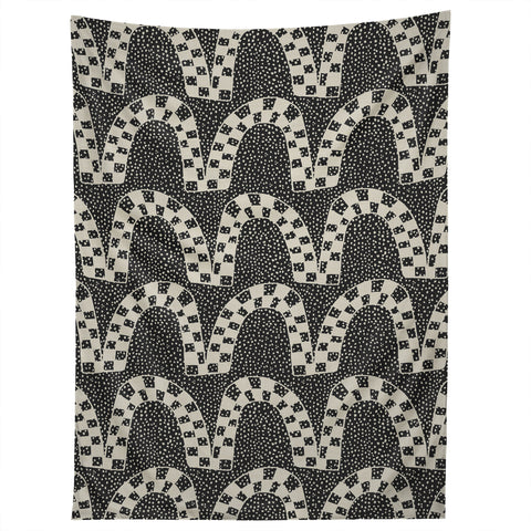 Iveta Abolina Checker Arches Beige Charcoal Tapestry