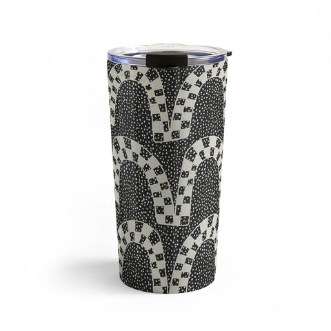 Iveta Abolina Checker Arches Beige Charcoal Travel Mug