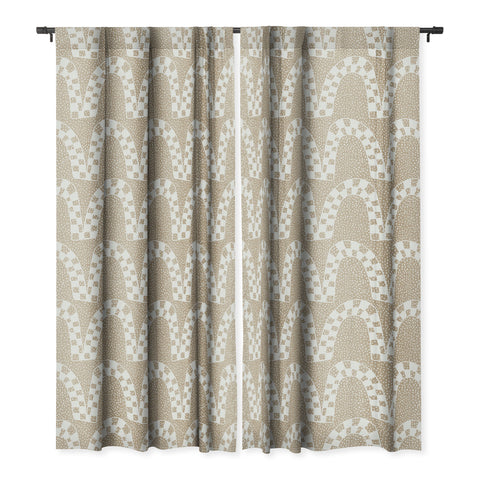 Iveta Abolina Checker Arches White Beige Blackout Window Curtain