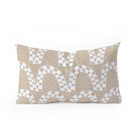Iveta Abolina Checker Arches White Beige Oblong Throw Pillow