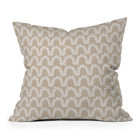 Iveta Abolina Checker Arches White Beige Outdoor Throw Pillow