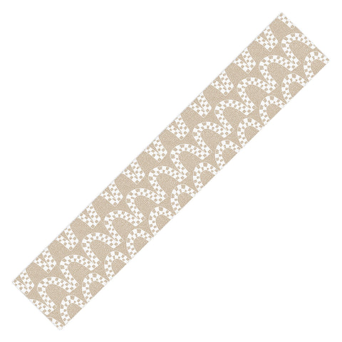 Iveta Abolina Checker Arches White Beige Table Runner