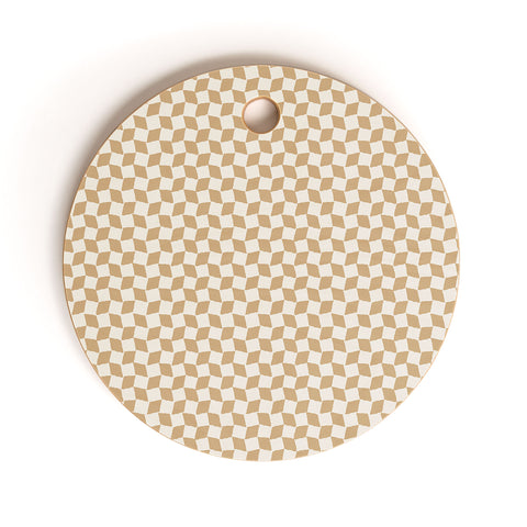 Iveta Abolina Checker Tan Cream Cutting Board Round