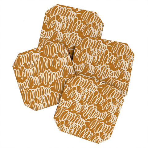 Iveta Abolina Chunky Squiggle Caramel Linen Coaster Set