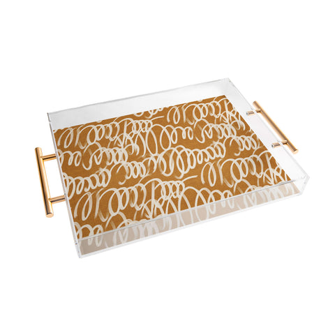 Iveta Abolina Chunky Squiggle Caramel Linen Acrylic Tray