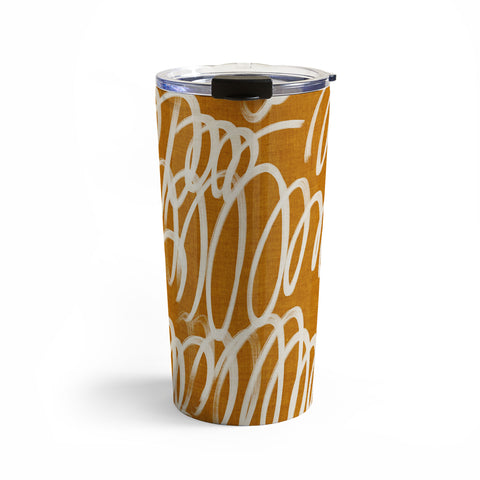 Iveta Abolina Chunky Squiggle Caramel Linen Travel Mug