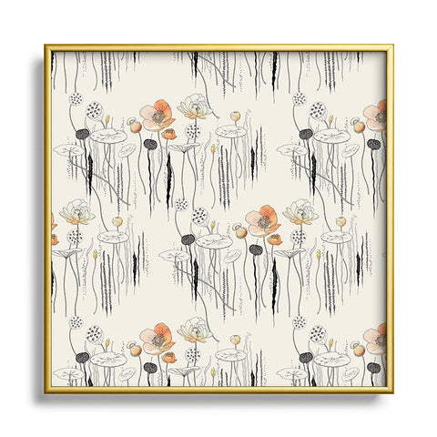 Iveta Abolina Coral Watercress Pond Square Metal Framed Art Print