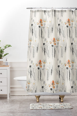 Iveta Abolina Coral Watercress Pond Shower Curtain And Mat