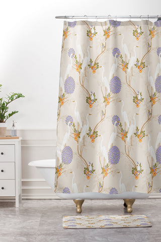Iveta Abolina Crane Pond Shower Curtain And Mat