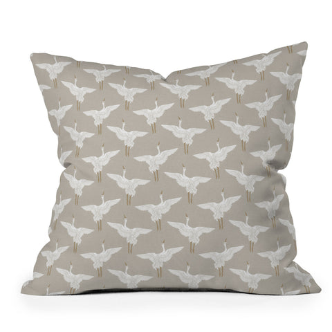 Iveta Abolina Cranes Neutral 2 Outdoor Throw Pillow