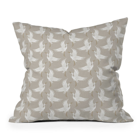 Iveta Abolina Cranes Neutral Outdoor Throw Pillow