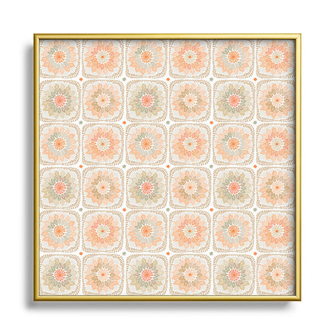 Iveta Abolina Cream Crochet Square Metal Framed Art Print