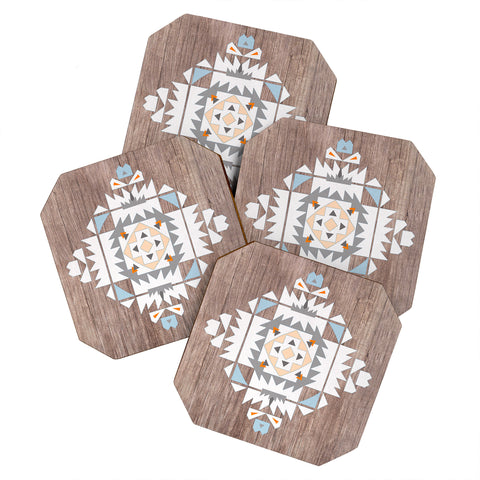 Iveta Abolina Cream Tribal Coaster Set