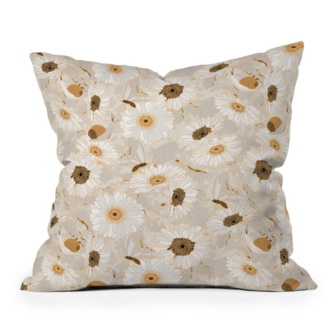 Iveta Abolina Daisy Garden Cream Throw Pillow