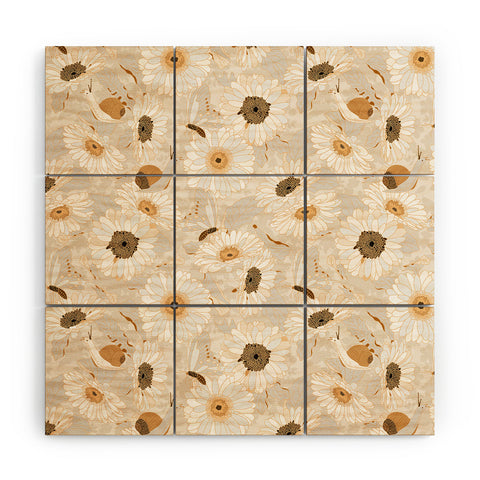 Iveta Abolina Daisy Garden Cream Wood Wall Mural