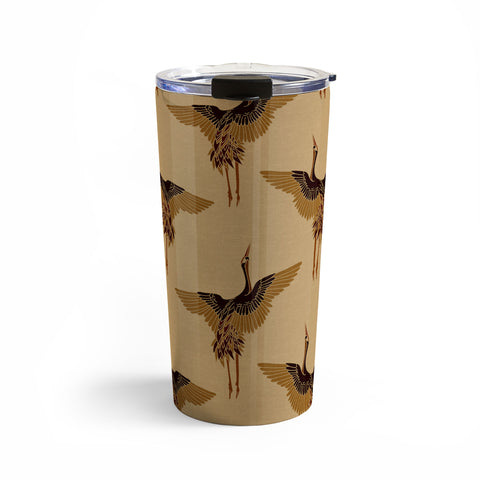 Iveta Abolina Deep Brown Cranes Cider Travel Mug