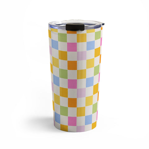 Iveta Abolina Eclectic Checker Check Cream Travel Mug
