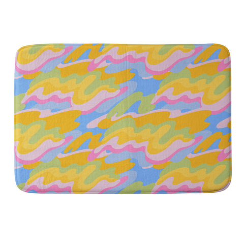 Iveta Abolina Eclectic Waves Azure Blue Memory Foam Bath Mat