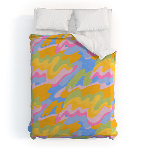 Iveta Abolina Eclectic Waves Azure Blue Duvet Cover