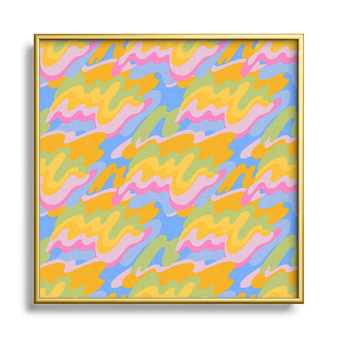 Iveta Abolina Eclectic Waves Azure Blue Square Metal Framed Art Print