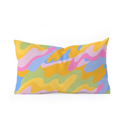 Iveta Abolina Eclectic Waves Azure Blue Oblong Throw Pillow