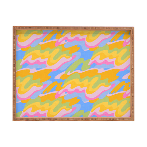 Iveta Abolina Eclectic Waves Azure Blue Rectangular Tray