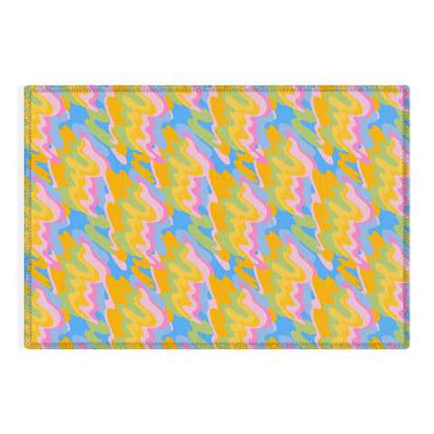 Iveta Abolina Eclectic Waves Azure Blue Outdoor Rug