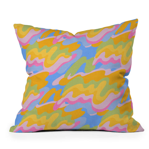 Iveta Abolina Eclectic Waves Azure Blue Throw Pillow