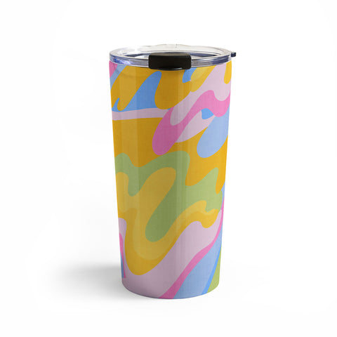 Iveta Abolina Eclectic Waves Azure Blue Travel Mug