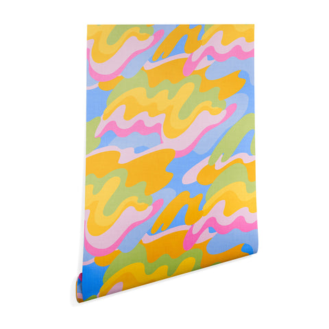 Iveta Abolina Eclectic Waves Azure Blue Wallpaper