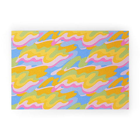 Iveta Abolina Eclectic Waves Azure Blue Welcome Mat