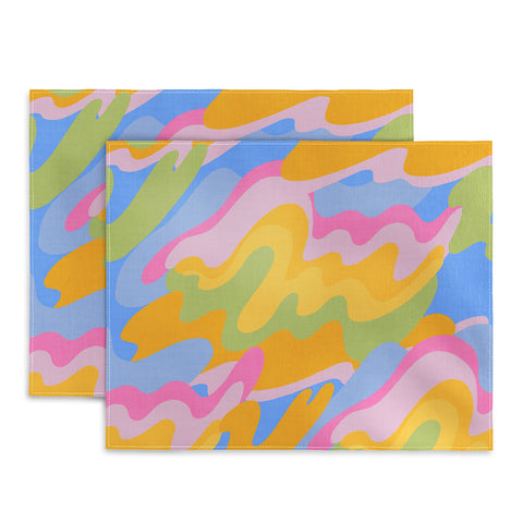 Iveta Abolina Eclectic Waves Azure Blue Placemat