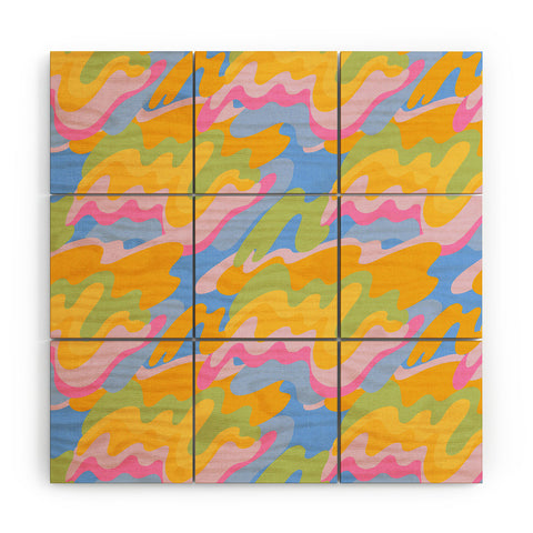 Iveta Abolina Eclectic Waves Azure Blue Wood Wall Mural