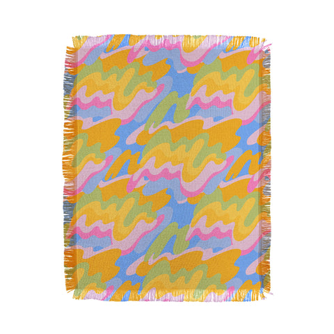 Iveta Abolina Eclectic Waves Azure Blue Throw Blanket