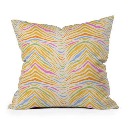 Iveta Abolina Eclectic Zebra Cream Outdoor Throw Pillow
