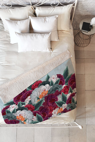 Iveta Abolina English Rose Fleece Throw Blanket