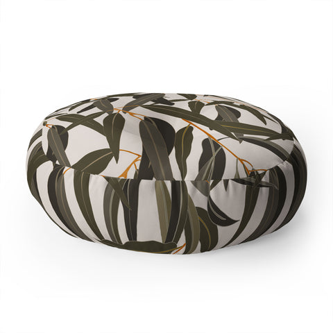 Iveta Abolina Eucalyptus Leaves Cream Floor Pillow Round