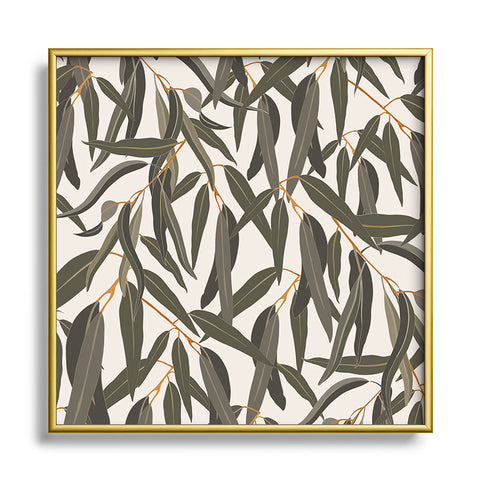 Iveta Abolina Eucalyptus Leaves Cream Square Metal Framed Art Print
