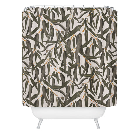 Iveta Abolina Eucalyptus Leaves Cream Shower Curtain